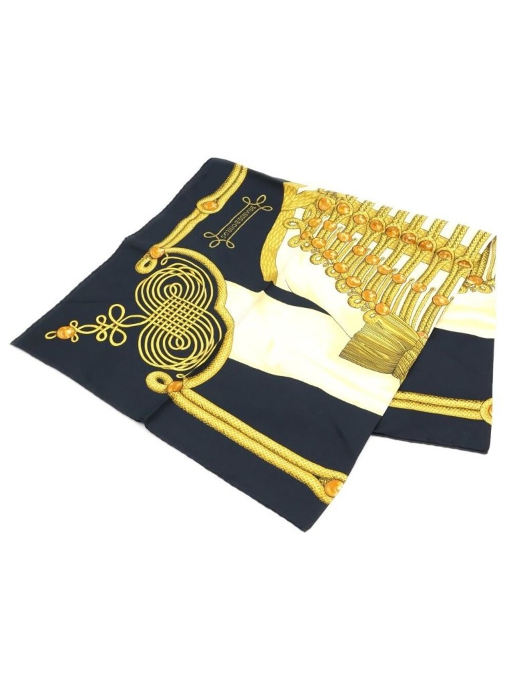 Hermes Carre 90 Brandenburg Ornament Silk Scarf Black